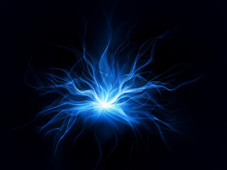 Poster - Intense blue energy bursts from a central point, radiating outwards in swirling, ethereal tendrils against a pitch-black background.  The image evokes feelings of power and mystery.