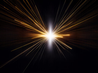 Poster - A brilliant, white light explodes outwards, radiating golden streaks against a black backdrop.  The image evokes a sense of energy and power.