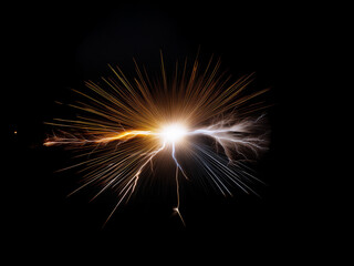 Poster - A radiant burst of light and energy, resembling a cosmic explosion or electrical discharge, explodes against a dark background.  The vibrant hues suggest intense power and captivating beauty.