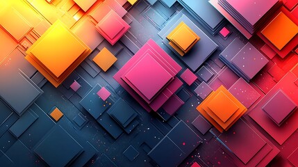 Wall Mural - Abstract colorful 3D square pattern background.