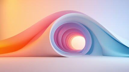 Poster - A creative tunnel design featuring exaggerated abstract shapes and vibrant colors, contrasted against a minimalistic white background.