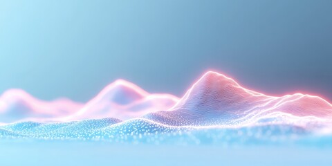 Poster - Futuristic Landscape of Glowing Neon Peaks on Frosty Digital Terrain
