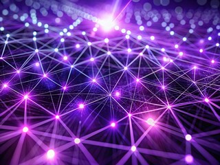 Poster - Glowing Purple Digital Network: Abstract Tech Background with Vibrant Lines and Illuminated Grid