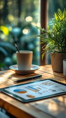 Poster - Bright Minimalist Workspace with Digital Tablet for E-Learning and Interactive Education