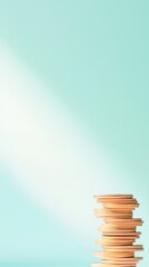 Poster - Pastel Financial Harmony Stacked Coins on Soft Blue Background