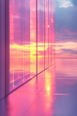 Aufkleber - Pastel Geometric Horizon with Abstract Reflections Symbolizing Financial Stability