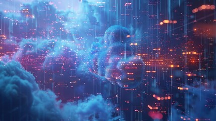 Poster - Cloud computing transfer big data on internet. futuristic digital technology