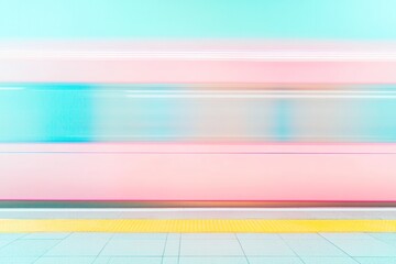 Poster - Pastel Movement Surreal South Korean Train Platform in Dreamy Hues