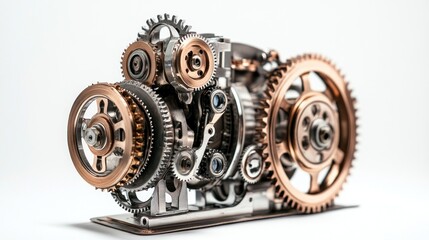 Leinwandbilder - A detailed mechanical model showcasing gears and cogs, illustrating engineering design.