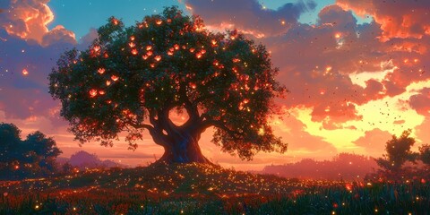 Poster - Tree with many apples on it
