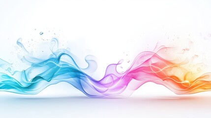 Poster - Neon lights creating a dynamic design with smooth flowing patterns, mixing vibrant colors and sharp edges on a white background.