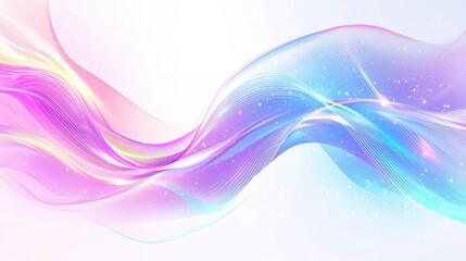 Poster - Neon light lines in bold, bright colors, weaving across a white background in an energetic, futuristic design. The lines are glowing with a soft gradient effect.