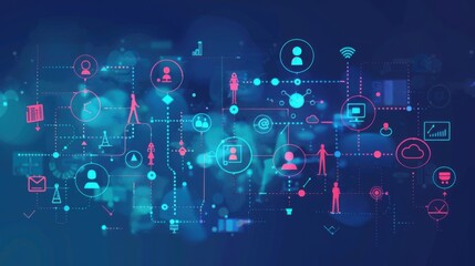 Poster - Communication technology , smart connection IOT and people network technology concept. People using connective device to connect to the secured internet network and cloud computing server vexel