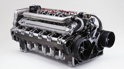 Poster - A detailed view of a high-performance automotive engine showcasing its components.