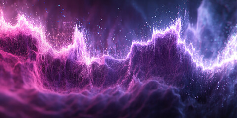 Poster - Vibrant magenta and purple soundwave effect, abstract dynamic texture with glowing lights.