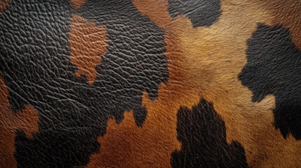 Poster - Detailed Cowhide Texture Showing Brown and Black Patterns for Use in Various Artistic and Interior Design Applications
