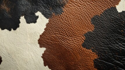 Poster - Detailed Cowhide Texture with Rich Earthy Tones Showcasing Natural Patterns and Unique Variations in Color and Finish