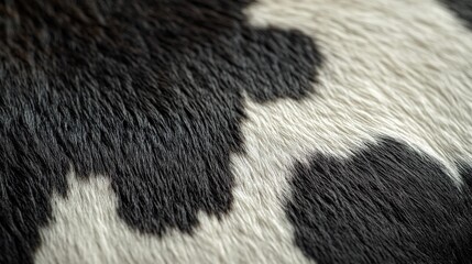 Poster - Close-Up of Unique Cowhide Texture Highlighting Intricate Patterns and Colors in Black and White Shades