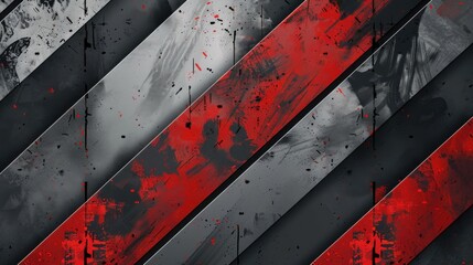 Aufkleber - Dark red and grey grunge stripes abstract banner design. Geometric tech vector background with old wall texture 