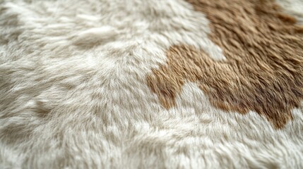 Poster - Detailed Close-Up of Cowhide Texture Featuring Natural Brown and White Patterns Ideal for Textures, Backgrounds, and Creative Projects