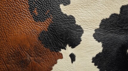 Poster - Close-Up View of Rustic Cowhide Texture with Rich Patterns and Colors Depicting Natural Chaos and Organic Beauty for Artistic Inspiration and Design Use