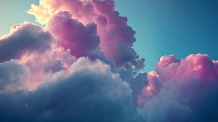 Poster - Vibrant clouds stretch across the evening sky, softly reflecting shades of pink and purple as the day transitions to night. The scene evokes a serene and dreamlike ambiance, inviting reflection.