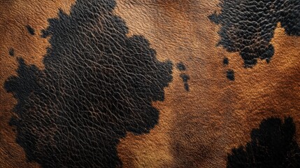 Poster - Detailed Cowhide Texture with Unique Patterns, Showing Rich Brown and Black Colors in a Natural Chaos Style for Creative Uses