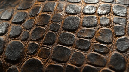 Poster - Close-up of Crocodile Skin Texture Showing Intricate Patterns and Natural Chaos in Design for Artistic and Wildlife Applications