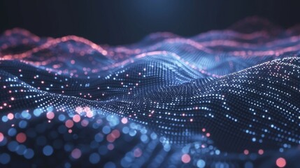 Poster - Data technology background. Abstract background. Connecting dots and lines on dark background. 3D rendering. 4k