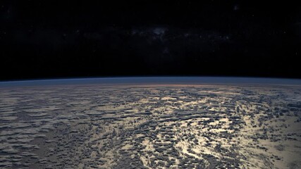 Wall Mural - Planet earth rotating in space showing milky way galaxy and scattered clouds. Animation based on image by nasa