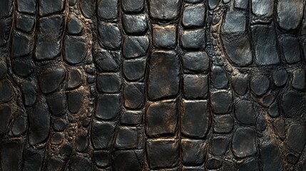 Poster - Detailed Close-Up of Dark Crocodile Skin Texture with Natural Patterns and Rich Colors in a Chaotic Arrangement