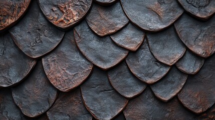 Poster - detailed texture of dark dragonscale hide featuring a chaotic arrangement, ideal for fantasy themes 