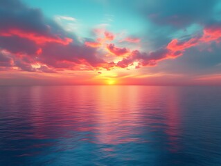 Vibrant sunset over calm ocean. (6)