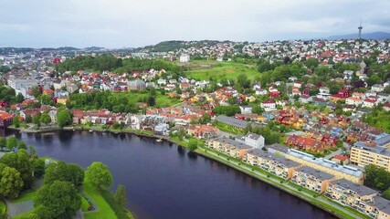 Wall Mural - Trondheim aerial panoramic view, Norway