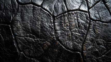 Poster - Intricate Details of Elephant Hide Showing Unique Texture Patterns and Natural Chaos in Dark Tones