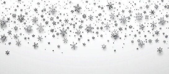 Wall Mural - A 3D depiction of a snowy Christmas scene with snowflakes and falling snow.