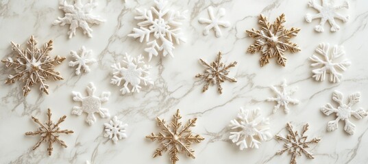 Wall Mural - Snowflake Blizzard: Impressive 3D Rendering of Holiday Snowflakes in Descent