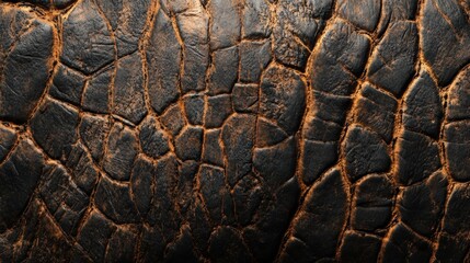 Poster - Detailed Close-up of Elephant Hide Texture Highlighting Natural Patterns and Organic Chaos in Dark Earthy Tones for Artistic Inspiration