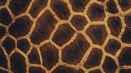 Poster - Close-up Texture of Giraffe Skin with Unique Patterns and Color Variations Showcasing Nature's Beautiful Chaos in Playful and Artistic Style
