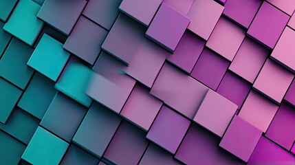 Poster - Mosaic abstract background concept. A vibrant abstract composition of colorful squares in purple and teal shades.