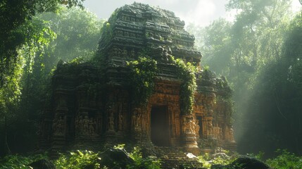 Wall Mural - Ancient Temple Hidden in the Lush Jungle