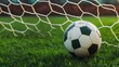 © Planetz - Soccer Ball Resting in Goal Net on Lush Green Grass Under Warm Sunlight Highlighting Outdoor Sports Activity