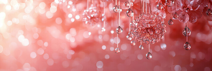 Poster - A sparkling crystal chandelier piece suspended in mid-air,