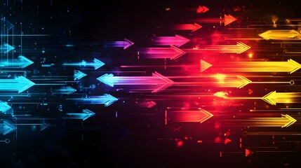 Poster - Abstract Digital Arrows In Motion Showing Speed And Technology