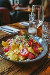 Wall Mural - Colorful Vegetable Salad with Herbs and Toppings, Healthy Eating and Food Photography