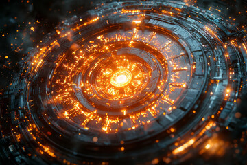 Poster - A wheel turning with glowing spokes, each representing a stage of life,