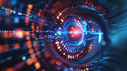 Poster - Eye of futuristic and Innovative Imagery AI and Automation use of artificial intelligence and automation in business processes, illustrating efficiency and productivity enhancements