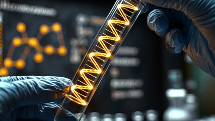 Poster - Intricate golden liquid swirling in test tube during advanced scientific experiment