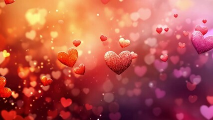 Poster - A cascade of colorful hearts drifts gracefully across a soft, glowing background, evoking feelings of love and romance perfect for Valentine's Day festivities.