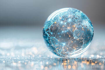 Poster - An abstract globe rotating with internal perpetual energy lines,